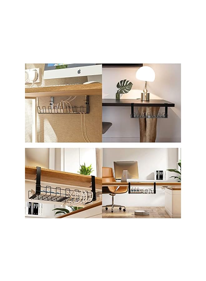 promass Cable Management Under Desk Tray, 13" No Need to Drill Holes Cable Organizer, Cord Organizer Wire Holders for Desk, Cable Organizer, Cable Tray, Wire Organizer, Cord Management Basket - Image 4