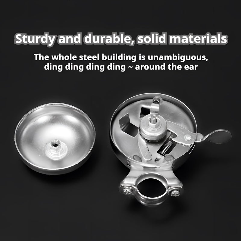 SABLUE Classic Vintage Bike Bell Cool Chrome Rotary Double-Sided Metal Handlebar Safety Cycling Retro Bicycle Tricycle Road Mountain Loud Ring Horn Crisp Clear Sound Alarm Tricycles Trike Ebike S0036 - Image 5
