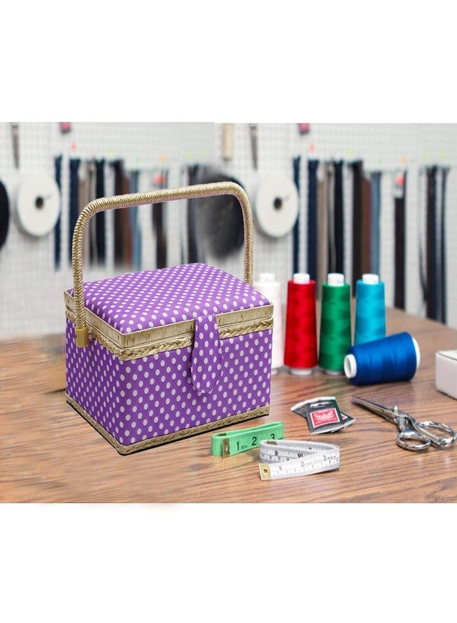 D&D Sewing Basket with Sewing Kit, Sewing Box Organizer with Accessories, Sewing Supplies Storage with Sewing Tools Set (Purple, Medium) - Image 2