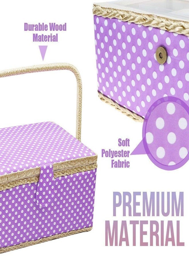 D&D Sewing Basket with Sewing Kit, Sewing Box Organizer with Accessories, Sewing Supplies Storage with Sewing Tools Set (Purple, Medium) - Image 5