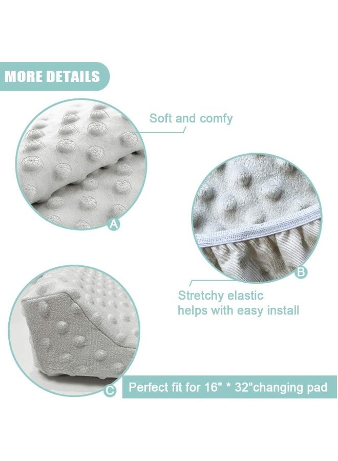 Owlowla Owlowla Changing Pad Cover, Soft Minky Dots Changing Table Sheets for Baby Boy and Girl 2Pack (Grey/Pink)  - Image 3