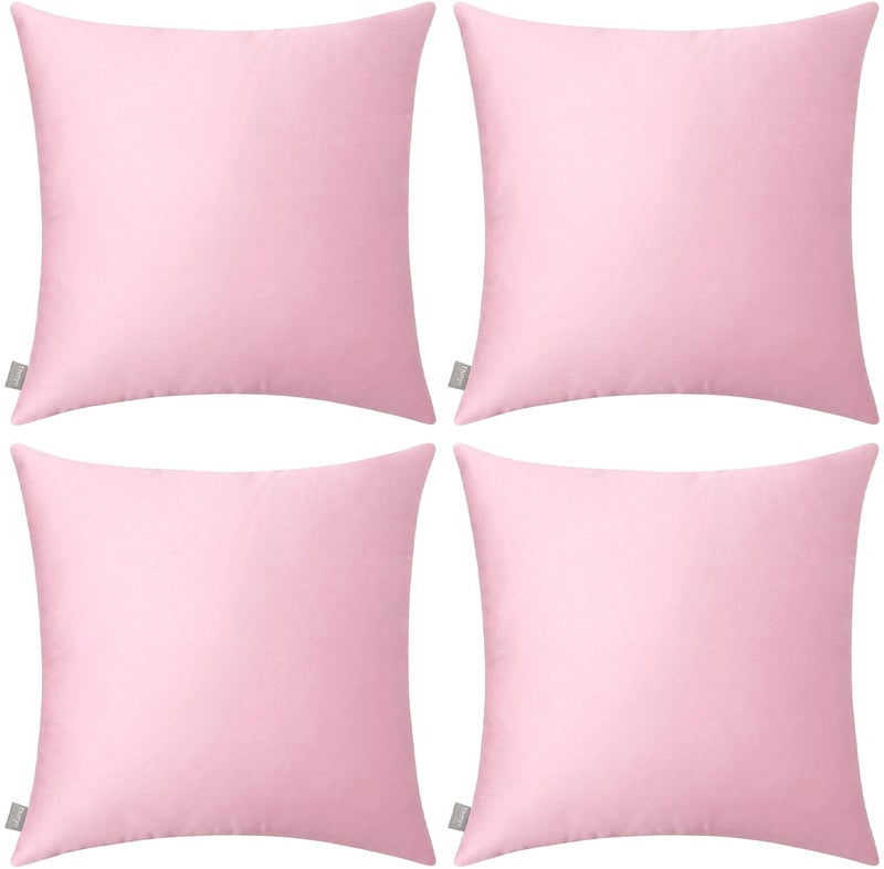 Thmyo 4-Pack 100% Cotton Comfortable Solid Decorative Throw Pillow Case Square Cushion Cover Pillowcases Sublimation Blank DIY Pillow Covers for Sofa(Only Covers, No Pillows)(18x18 inch/45x45cm,Pink) - Image 1