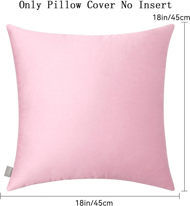 Thmyo 4-Pack 100% Cotton Comfortable Solid Decorative Throw Pillow Case Square Cushion Cover Pillowcases Sublimation Blank DIY Pillow Covers for Sofa(Only Covers, No Pillows)(18x18 inch/45x45cm,Pink) - Image 4