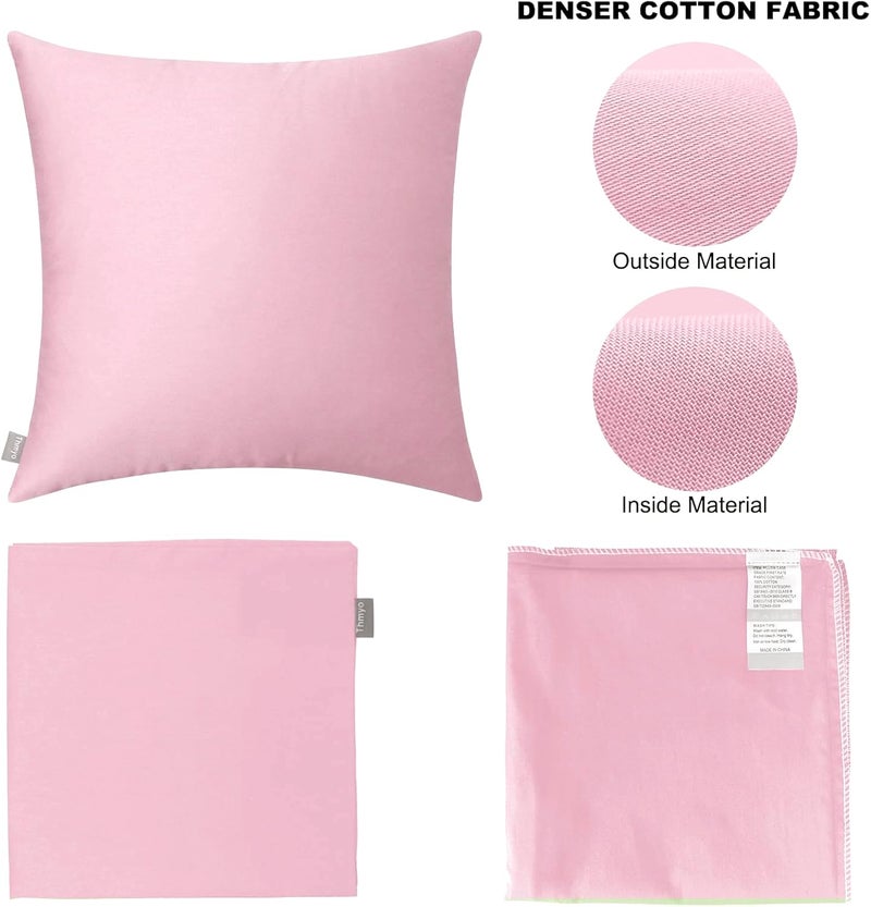 Thmyo 4-Pack 100% Cotton Comfortable Solid Decorative Throw Pillow Case Square Cushion Cover Pillowcases Sublimation Blank DIY Pillow Covers for Sofa(Only Covers, No Pillows)(18x18 inch/45x45cm,Pink) - Image 5