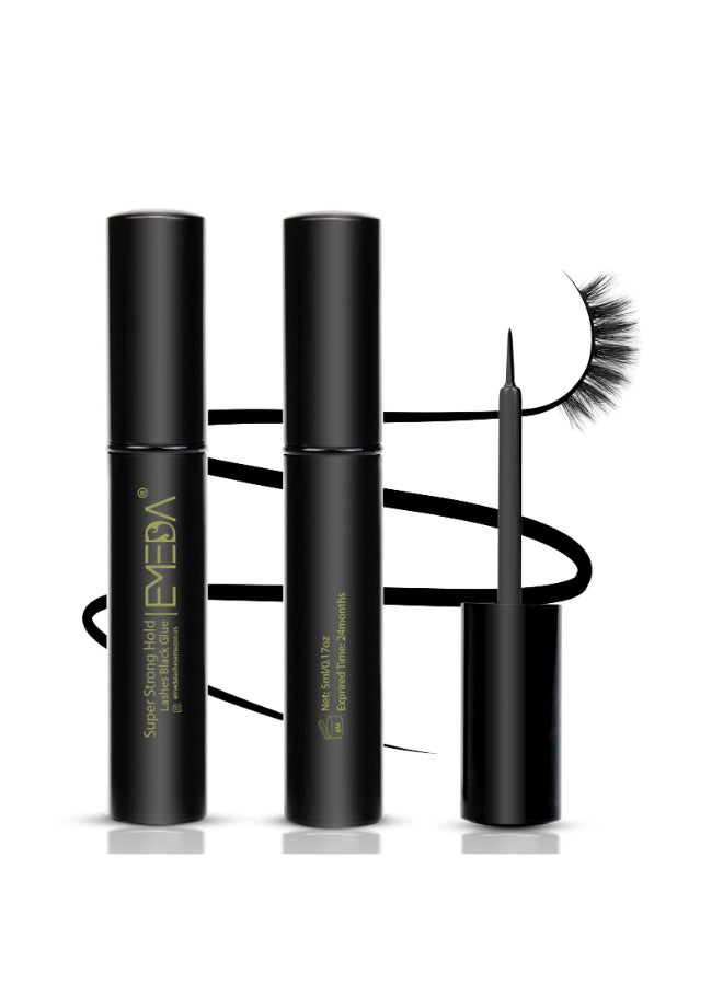 EMEDA 2 PCS Latex Free Eyelash Glue Waterproof Black Lashes Glue Super Strong Hold False Eyelash Adhesive Best Strip AdhesiveBlack 5ml5ml - Image 3