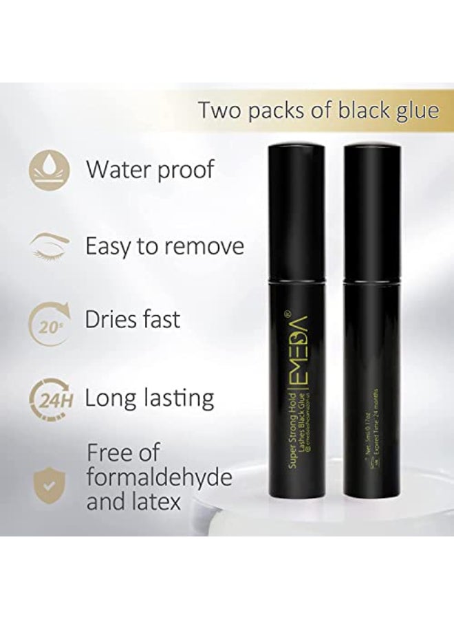 EMEDA 2 PCS Latex Free Eyelash Glue Waterproof Black Lashes Glue Super Strong Hold False Eyelash Adhesive Best Strip AdhesiveBlack 5ml5ml - Image 4