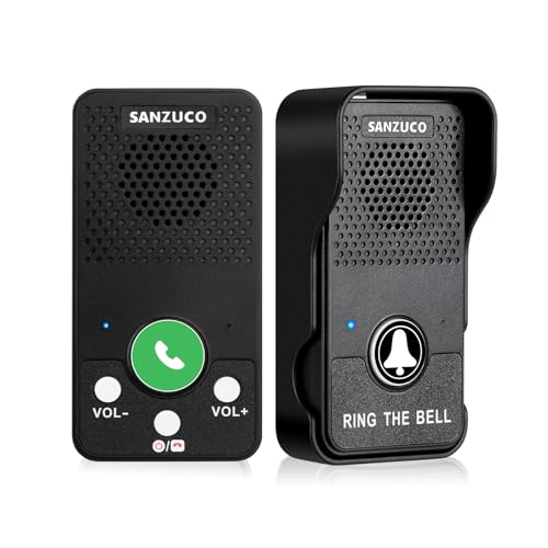 SANZUCO Doorbells Hands Free Wireless Doorbell Intercom Upgrade Waterproof Full Duplex Door Bell 1000 Feet Two Way Communication with 4 Chimes 8 Level Volume LED Flash Black - Image 1