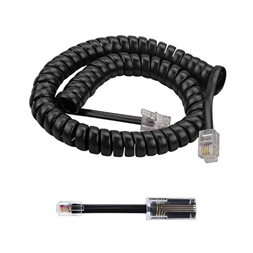 AIMIJIA Telephone Cord Detangler,AIMIJIA Black Coiled Telephone Handset Cord 6 Ft Uncoiled(1.1 Ft Coiled) and (Handset Cord+Detangler) - Image 1