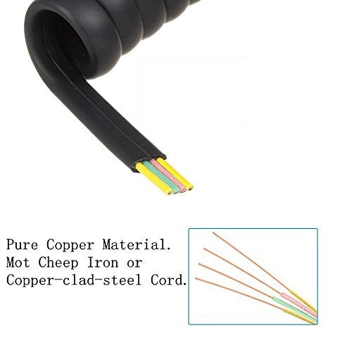 AIMIJIA Telephone Cord Detangler,AIMIJIA Black Coiled Telephone Handset Cord 6 Ft Uncoiled(1.1 Ft Coiled) and (Handset Cord+Detangler) - Image 3
