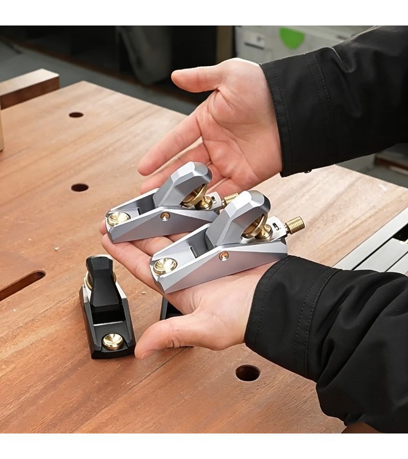 Black Aluminum Compact Hand Planer Flat Bottom Edge For Wood Trimming - Image 3
