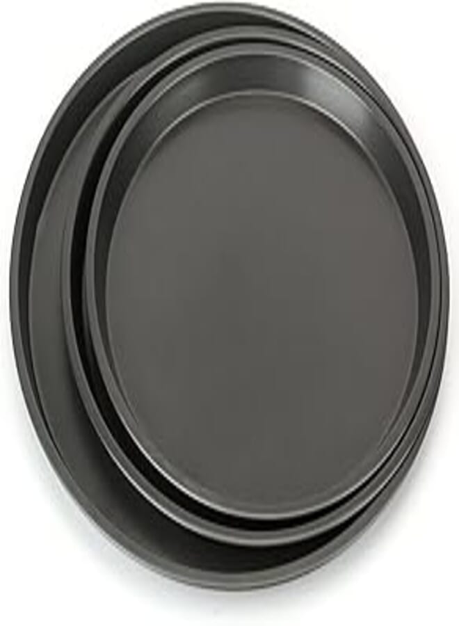 Bekith 3-Piece Set Non-stick Pizza Pan, Round Premium Bakeware, Black