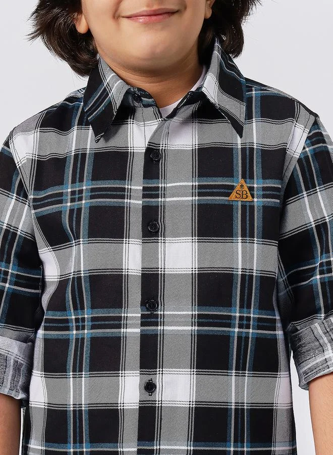 Stylo Bug Checked Roll-Up Sleeve Shirt by Styli