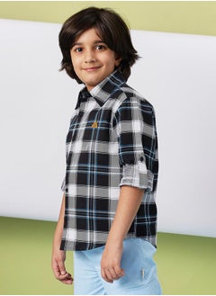 Stylo Bug Checked Roll-Up Sleeve Shirt by Styli  - Image 3