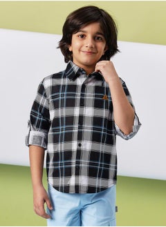Stylo Bug Checked Roll-Up Sleeve Shirt by Styli  - Image 1