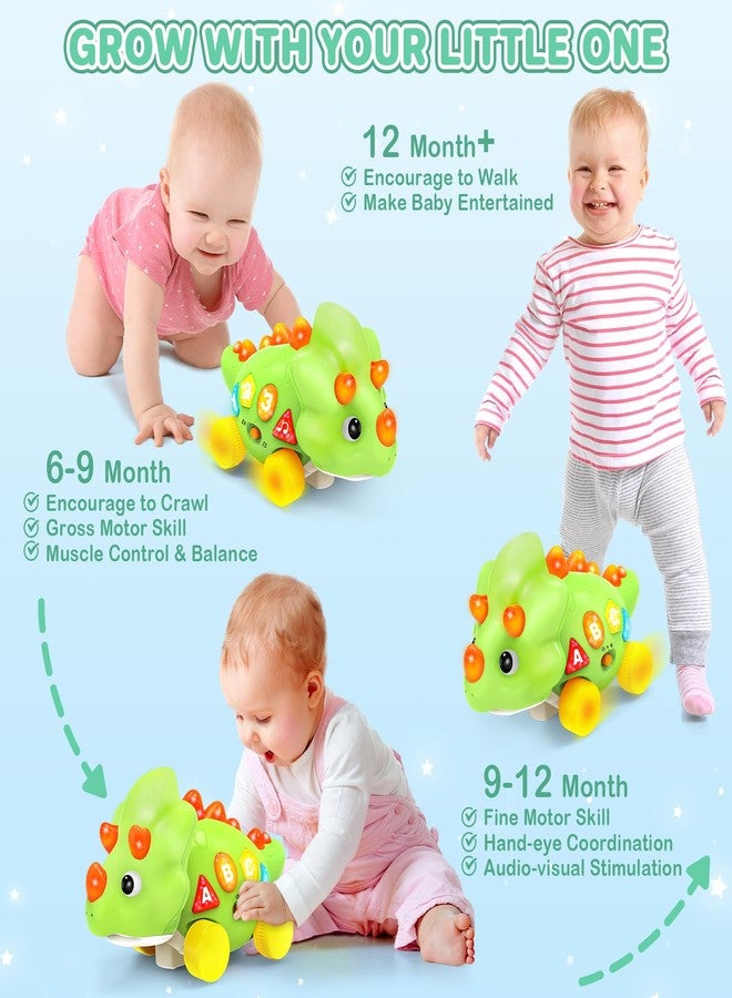 LACCHOUFEE Musical Dinosaur Toys for 1 Year Old Baby - Tummy Time Light up Toys for Newborn Infant, Crawling Toys for 6-12-18 Months Kids, Early Learning Educational Toys and Gifts for 1-3 Year Old Toddlers - Image 5