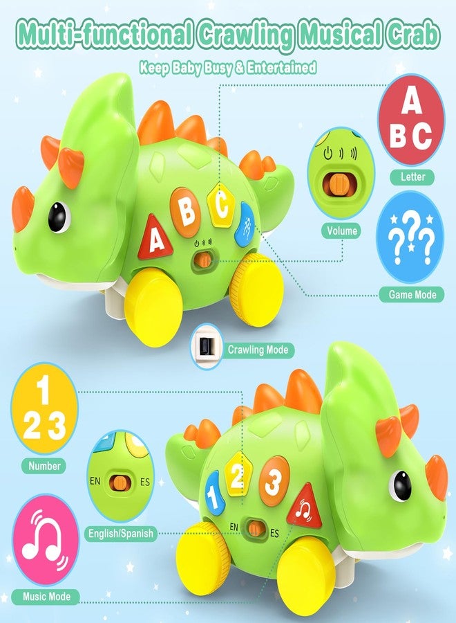 LACCHOUFEE Musical Dinosaur Toys for 1 Year Old Baby - Tummy Time Light up Toys for Newborn Infant, Crawling Toys for 6-12-18 Months Kids, Early Learning Educational Toys and Gifts for 1-3 Year Old Toddlers - Image 3