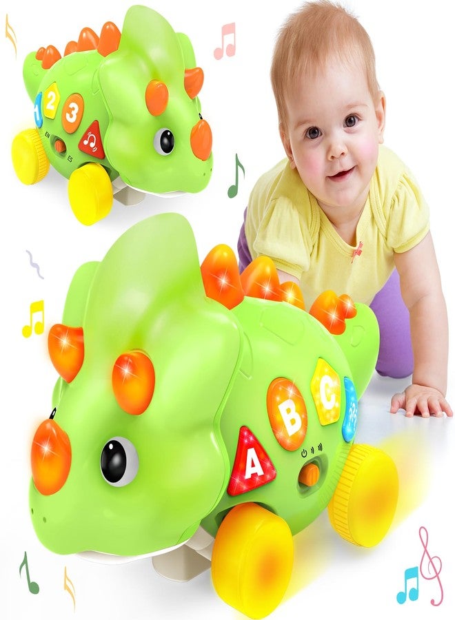 LACCHOUFEE Musical Dinosaur Toys for 1 Year Old Baby - Tummy Time Light up Toys for Newborn Infant, Crawling Toys for 6-12-18 Months Kids, Early Learning Educational Toys and Gifts for 1-3 Year Old Toddlers - Image 1
