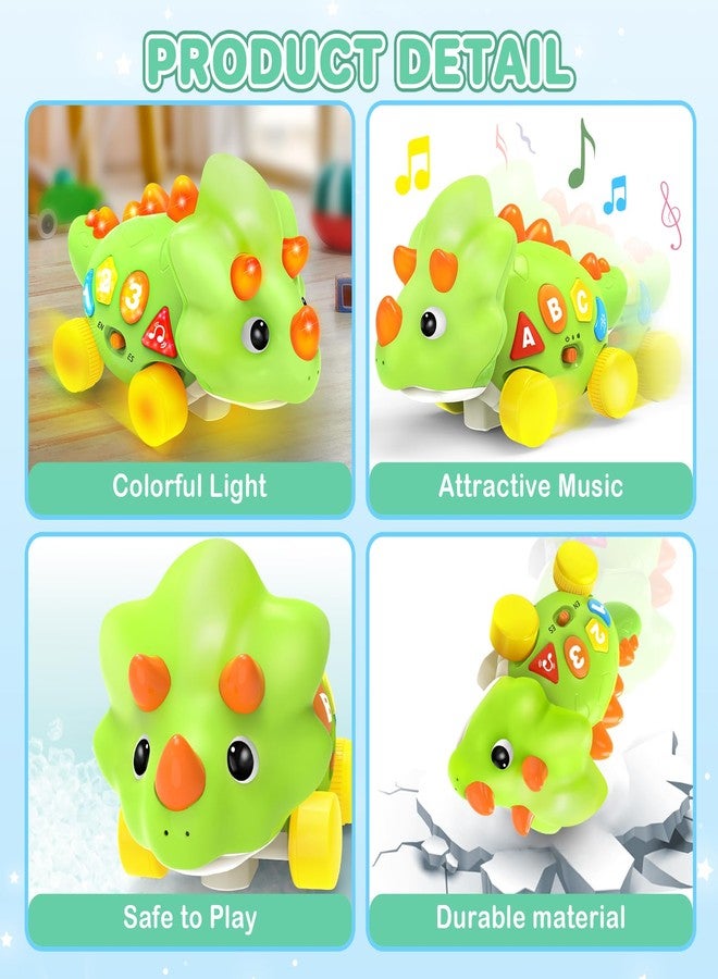 LACCHOUFEE Musical Dinosaur Toys for 1 Year Old Baby - Tummy Time Light up Toys for Newborn Infant, Crawling Toys for 6-12-18 Months Kids, Early Learning Educational Toys and Gifts for 1-3 Year Old Toddlers - Image 2