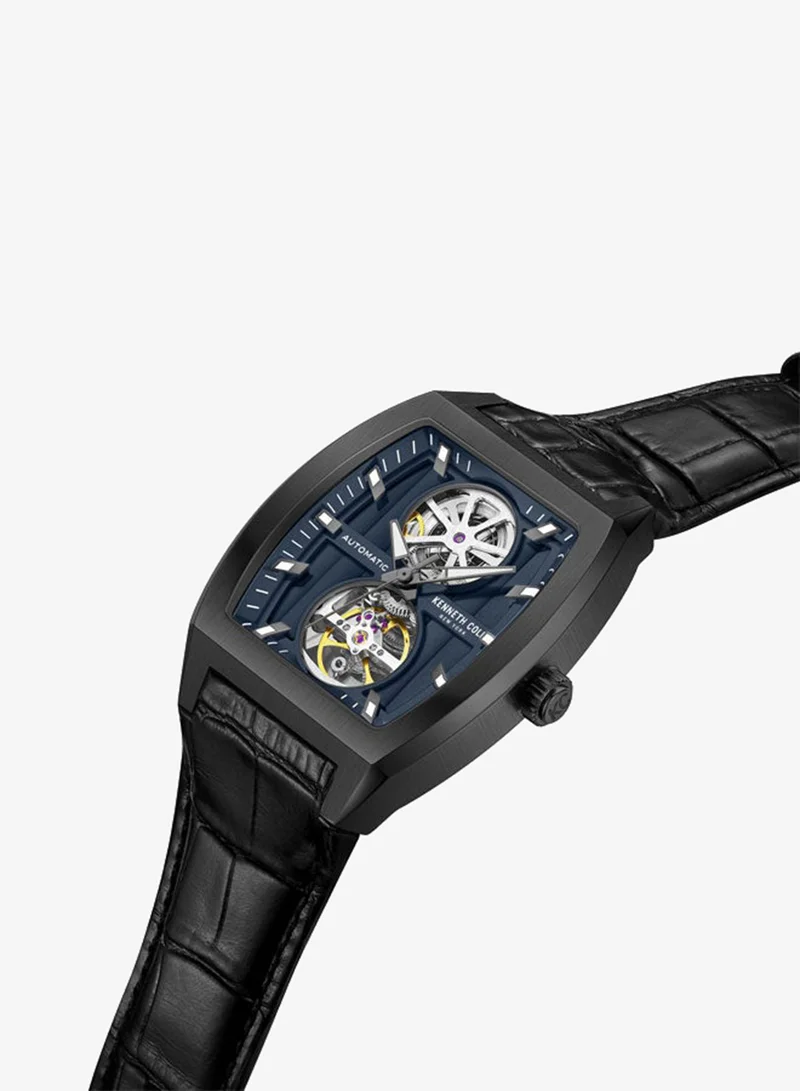 Kenneth Cole New York Kenneth Cole New York 40X52.5mm Automatic Men's Watch with Blue Dial & Black Genuine Leather Strap