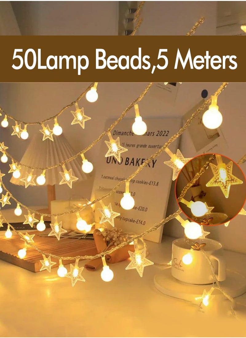 Beirui String Lights, Decorative Ambient Lights, LED Star Lights + Small Globe Lights, Battery Models, Indoor String Lights for Bedroom, Classroom, Outdoor, Patios, Gardens, Parties, Weddings 5M, 50LED Lights (No Batteries)  - Image 3