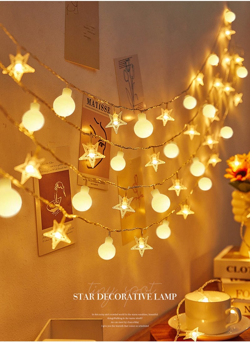 Beirui String Lights, Decorative Ambient Lights, LED Star Lights + Small Globe Lights, Battery Models, Indoor String Lights for Bedroom, Classroom, Outdoor, Patios, Gardens, Parties, Weddings 5M, 50LED Lights (No Batteries)  - Image 4