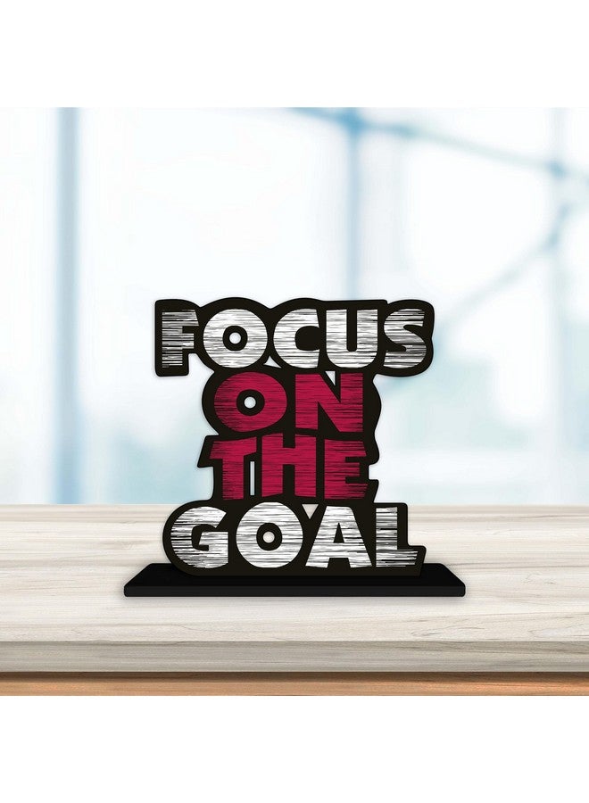 Artvibes Art Vibes Wooden Idols And Figurine Focus On The Goal Quote Table Decor For Office Desk Showpiece | Home Decoration | Living Room | Modern Gifting Item (Sp_1140), Inspirational - Image 1