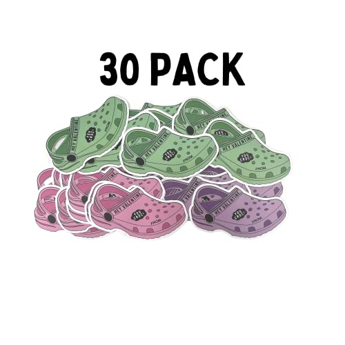 Lashicorn Shoe Charm Valentine’s Cards Pack | 30 Card Pk 3 colors pink, green, purple 4.5 x 2.5” inches Hey Valentine You You Rock Valentines Day Class Cards Gibbitz - Image 2