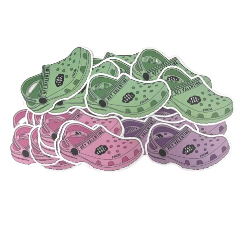 Lashicorn Shoe Charm Valentine’s Cards Pack | 30 Card Pk 3 colors pink, green, purple 4.5 x 2.5” inches Hey Valentine You You Rock Valentines Day Class Cards Gibbitz - Image 1