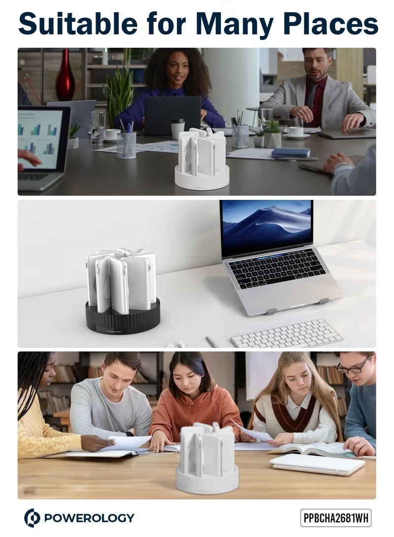 باورولوجي محطة طاقة 8 في 1، بنك طاقة محمول بسعة 10000 مللي أمبير/ساعة - توصيل طاقة 20 واط، شحن سريع، شحن لاسلكي، كابلات Type-C وLightning مدمجة، حل شحن شامل - Image 3