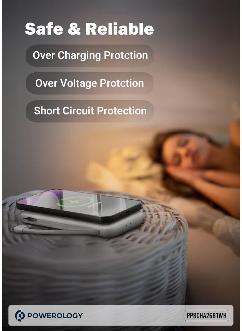 باورولوجي محطة طاقة 8 في 1، بنك طاقة محمول بسعة 10000 مللي أمبير/ساعة - توصيل طاقة 20 واط، شحن سريع، شحن لاسلكي، كابلات Type-C وLightning مدمجة، حل شحن شامل - Image 4