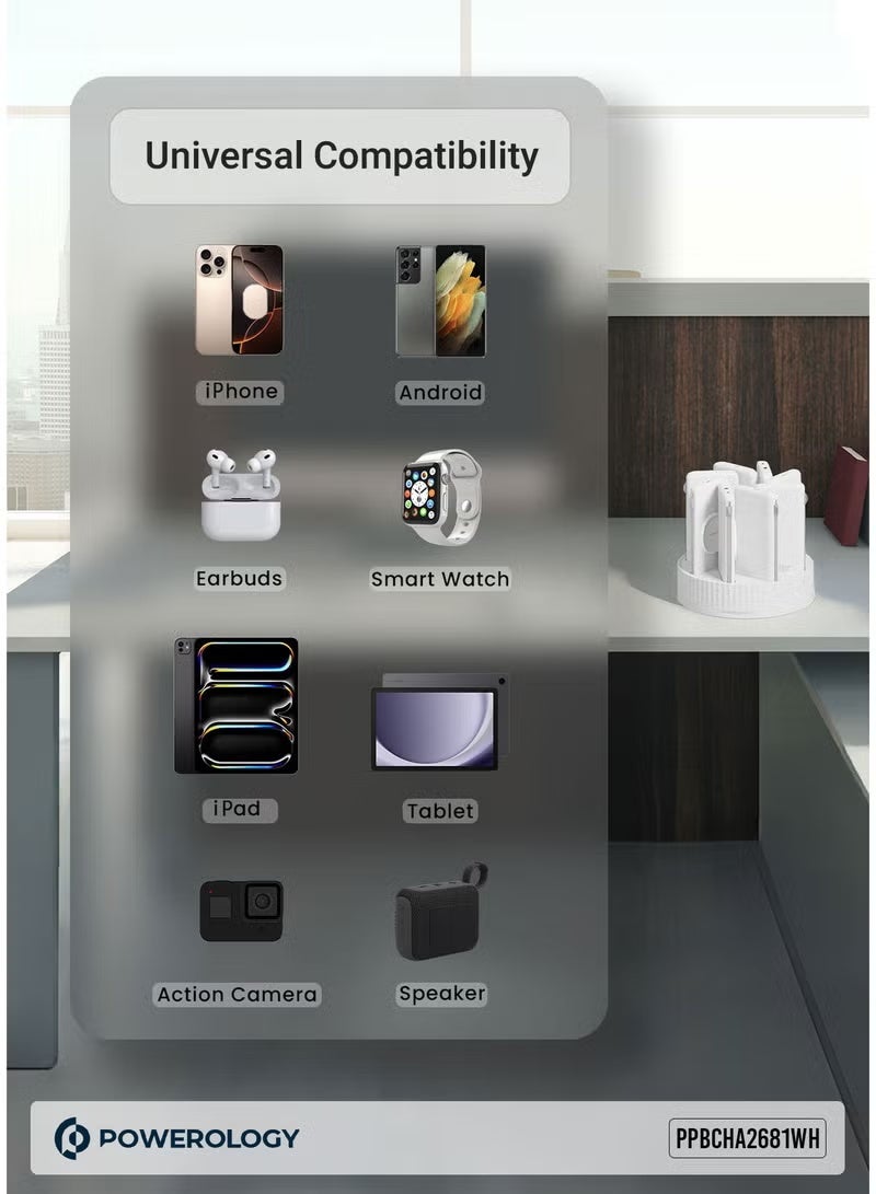 باورولوجي محطة طاقة 8 في 1، بنك طاقة محمول بسعة 10000 مللي أمبير/ساعة - توصيل طاقة 20 واط، شحن سريع، شحن لاسلكي، كابلات Type-C وLightning مدمجة، حل شحن شامل - Image 5