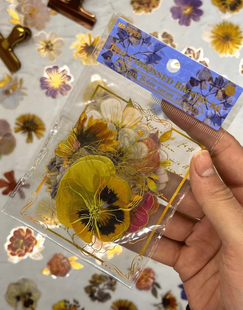 Kağıt Gemi Dükkan Paper Ship Dükkan Nature Notes Series The Embossed Brochure 40 Pieces Gold Gilded Transparent Pet Sticker /bullet Journal