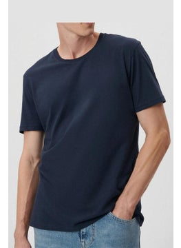 mmetalic Men's Navy Blue T-Shirt Regular Fit Comfortable Cut Crew Neck Basic T-Shirt  - Image 2