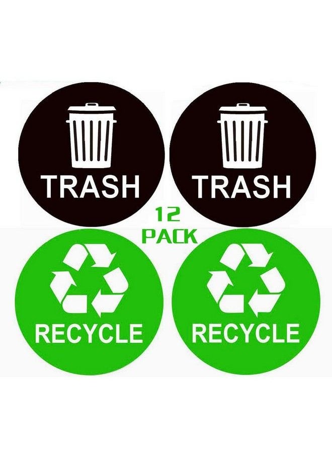 Besttile - Recycle Sticker Trash Can Decalrecycle And Trash Logo Symbol Self Adhesive Labels4 Inch Garbage Waste From Recyclingindoor & Outdoor12 Pack Per Pack - Image 1