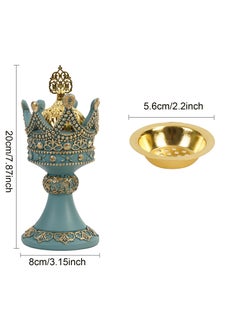 Y&D Retro Style Aromatherapy Tower Incense Burner Golden Resin Incense Burner-Blue  - Image 5