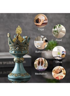 Y&D Retro Style Aromatherapy Tower Incense Burner Golden Resin Incense Burner-Blue  - Image 3