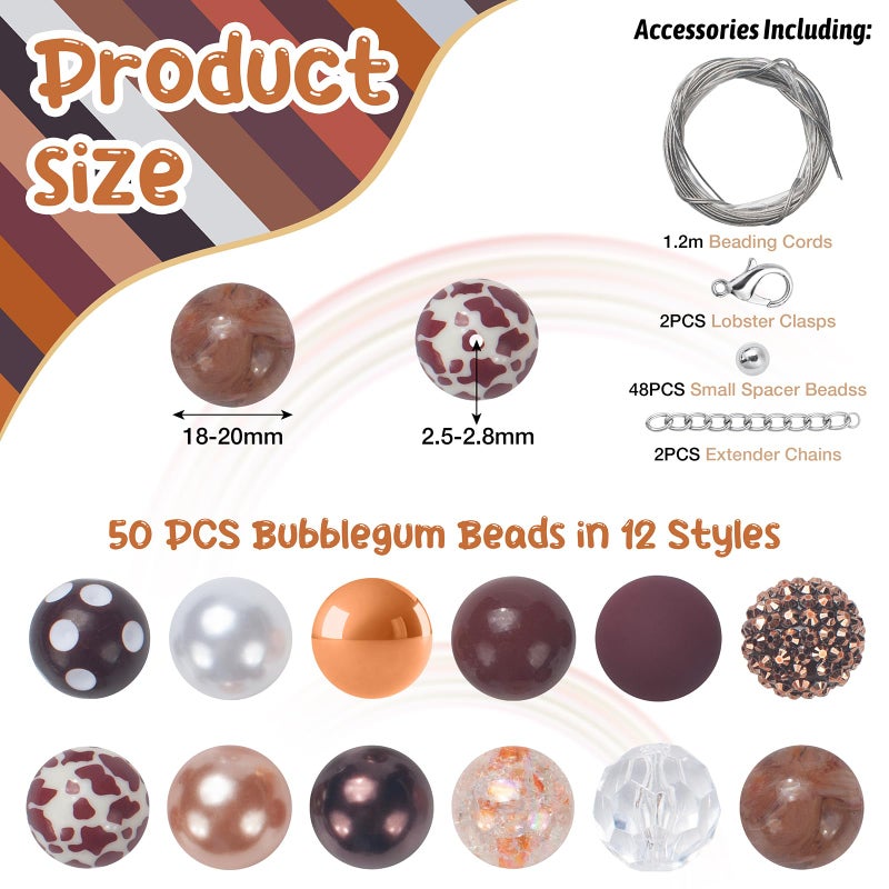Jeacksy Bubblegum Beads  20Mm Beads For Pens  50Pcs Large Pen Beads  Chunk Bubble Gum Beads Bulk Mix  Colorful Rhinestone Beads For Jewelry Making  Bag Keychain  Crafts  Bracelet  Necklace - Image 2