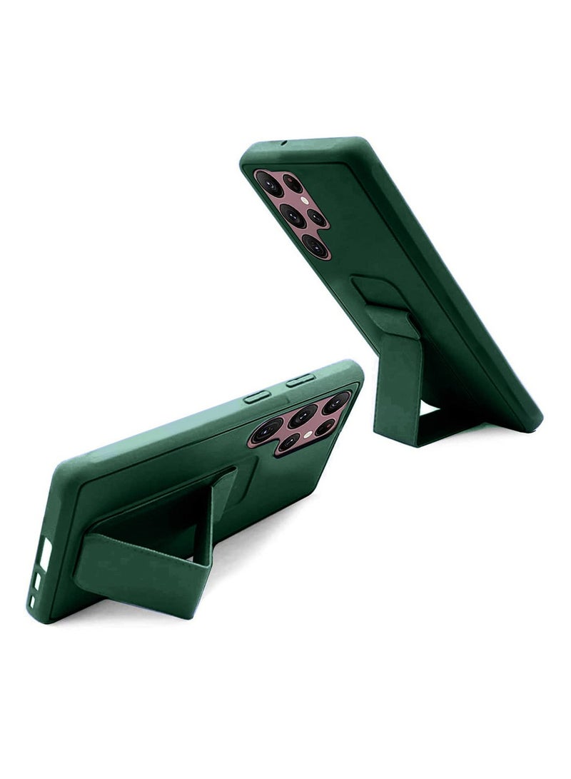DUSALA Samsung Galaxy S23 Ultra Grip Case Magnetic Kickstand Cover with Foldable Hand Strap Green - Image 3