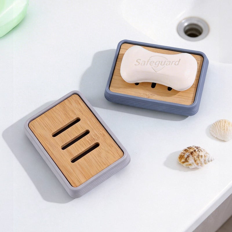 Bathlux Light Blue Square Soap Holder with Horizontal Stripes - Eco-Friendly Biodegradable Bathroom  Accessory - Image 5