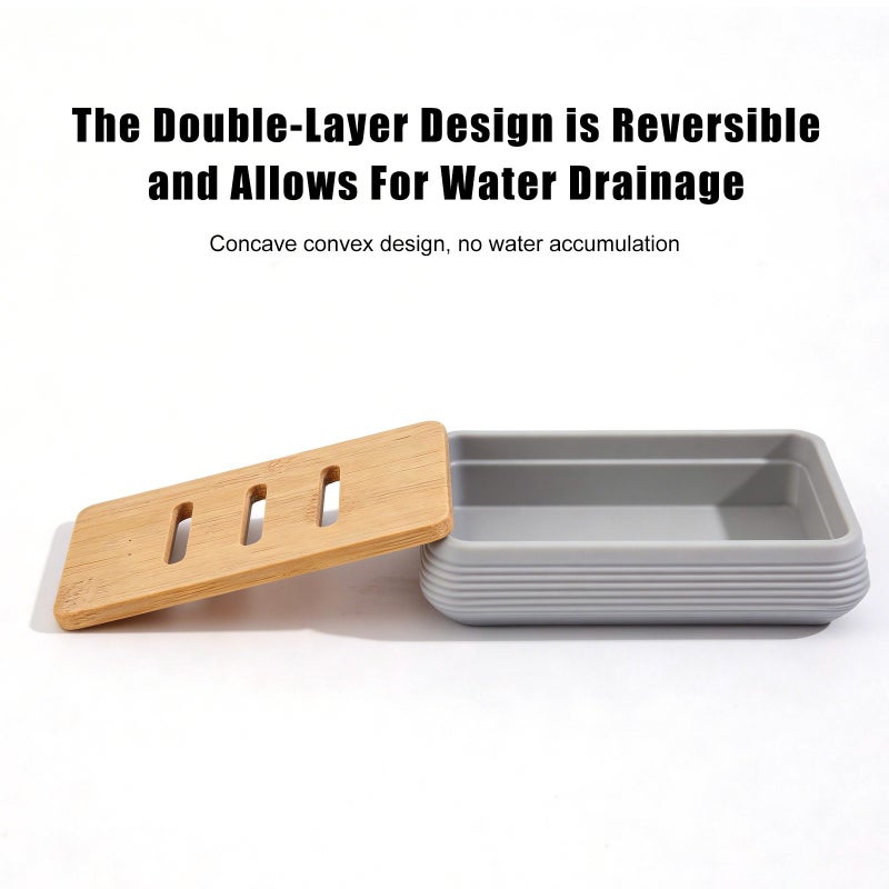 Bathlux Light Blue Square Soap Holder with Horizontal Stripes - Eco-Friendly Biodegradable Bathroom  Accessory - Image 3