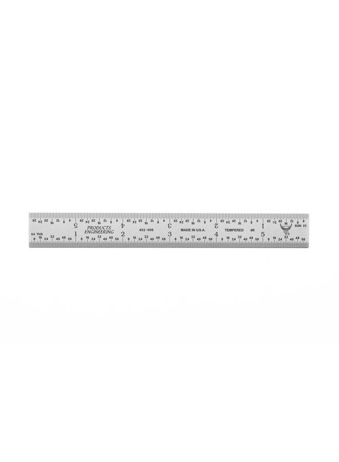 PEC Tools Rigid Machinist's Ruler, 6 inches, Scale Accuracy of 1/32 and 1/64 in, 1/8 and 1/16 in, Satin Chrome-Plated, Made in The USA - Image 2
