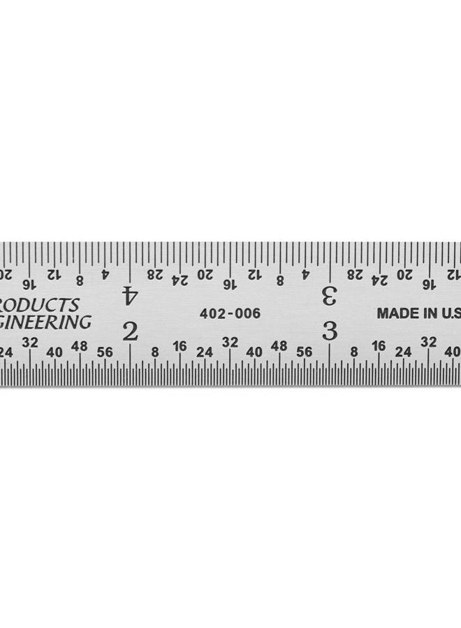 PEC Tools Rigid Machinist's Ruler, 6 inches, Scale Accuracy of 1/32 and 1/64 in, 1/8 and 1/16 in, Satin Chrome-Plated, Made in The USA - Image 4