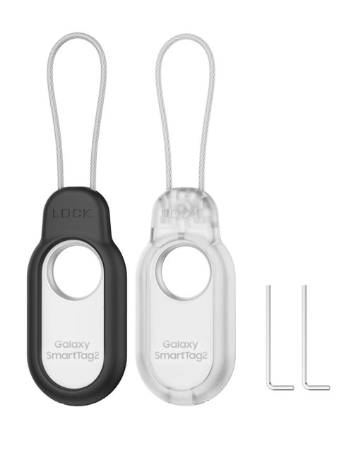 2 Pack Smart Tag 2 Secure Holder Case, Silicone with Samsung Galaxy SmartTag2 Keychain Full Body Shockproof, Anti-Scratch for Backpacks, Car Keys,Luggage, Valuables and More