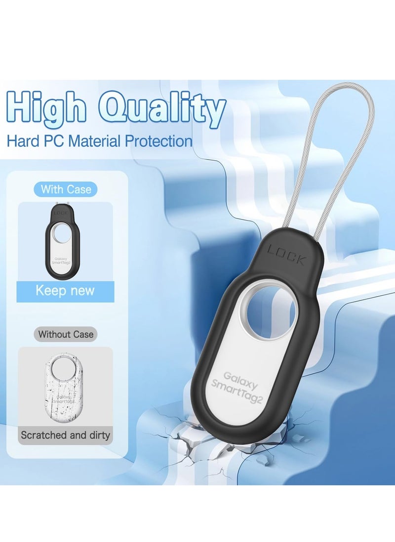 2 Pack Smart Tag 2 Secure Holder Case, Silicone with Samsung Galaxy SmartTag2 Keychain Full Body Shockproof, Anti-Scratch for Backpacks, Car Keys,Luggage, Valuables and More