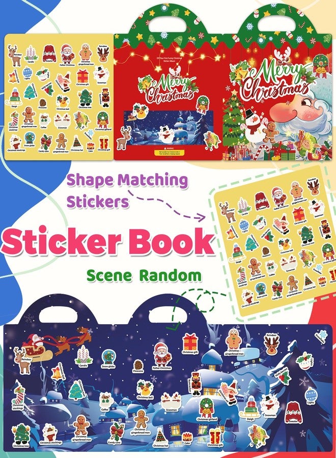 Oomloid Christmas Sticker Books for Kids, Christmas Gifts Reusable Sticker Books Stocking Stuffers for Toddlers, Travel Toys Acticities Crafts Party Favors for Boys Girls Kids - Image 3