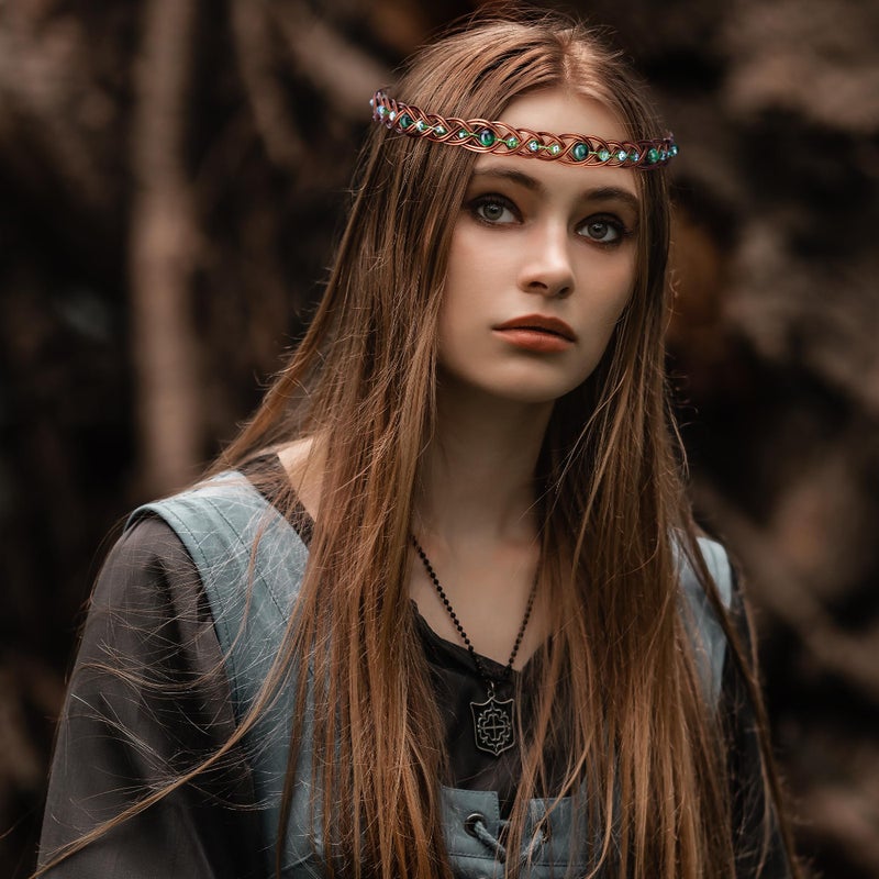 CoTeeZa Medieval Vintage Fairy Circlet - Celtic Elf Headband Renfaire Norse Knights Headpiece Renaissance Viking Crown Halloween Costume Cosplay Women Headwear for Masquerade Party - Image 2
