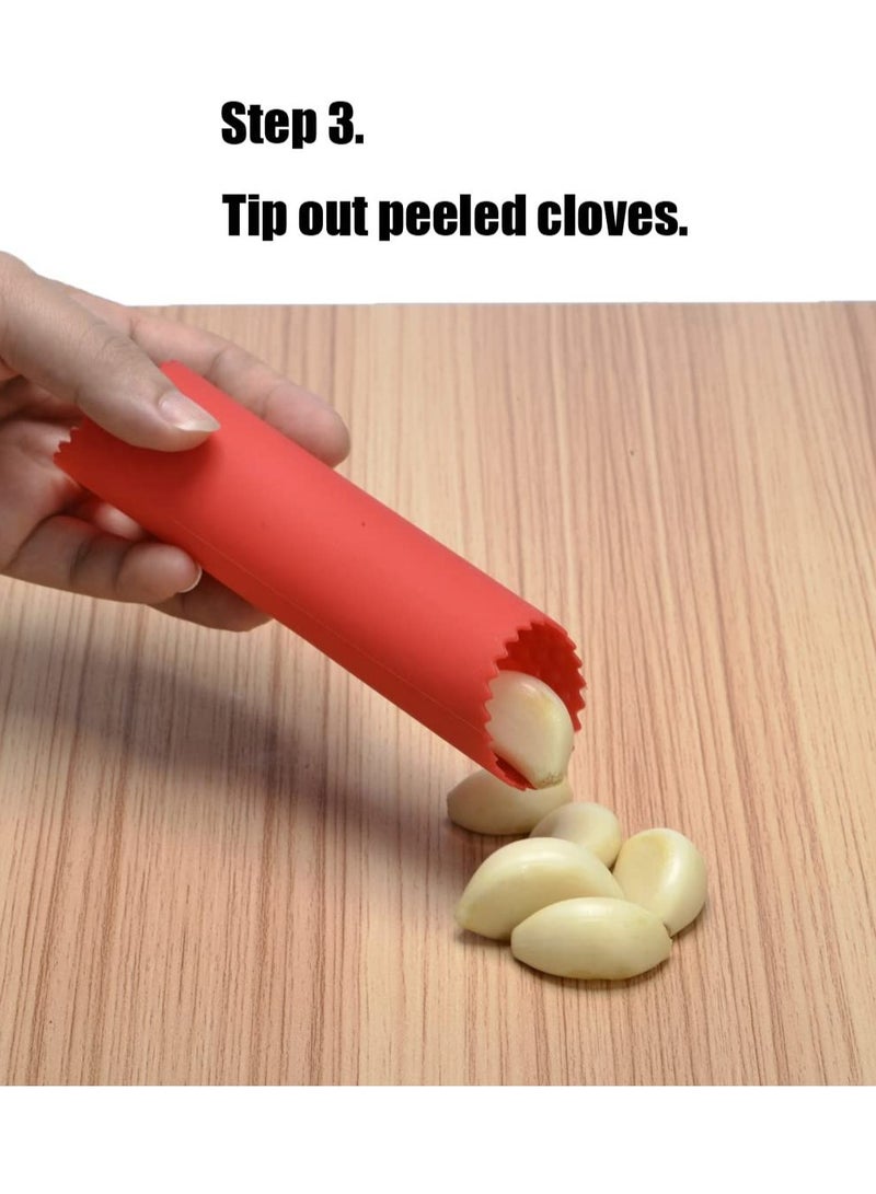 CARE AND SMILE Care and Smile Garlic Peeler 2 Set Silicone Easy Roller Peeling Tube Odor Free Useful Kitchen Tool Color Red Blue  - Image 4