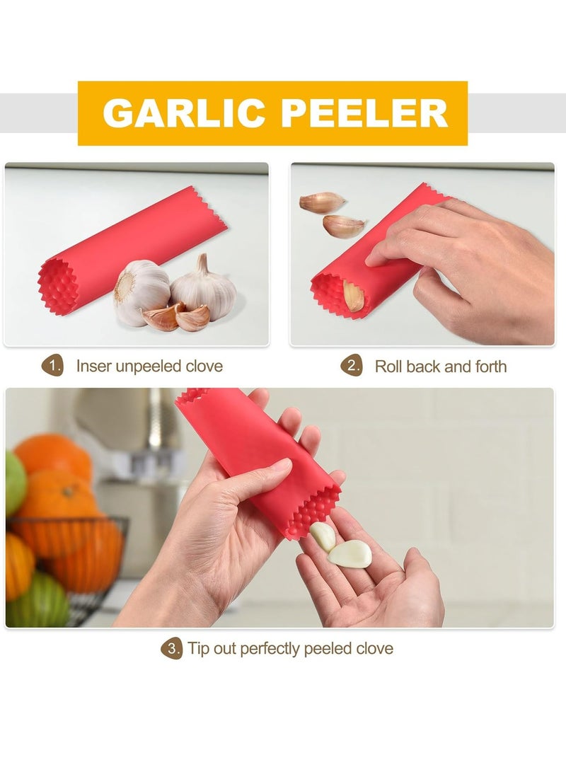 CARE AND SMILE Care and Smile Garlic Peeler 2 Set Silicone Easy Roller Peeling Tube Odor Free Useful Kitchen Tool Color Red Blue  - Image 5