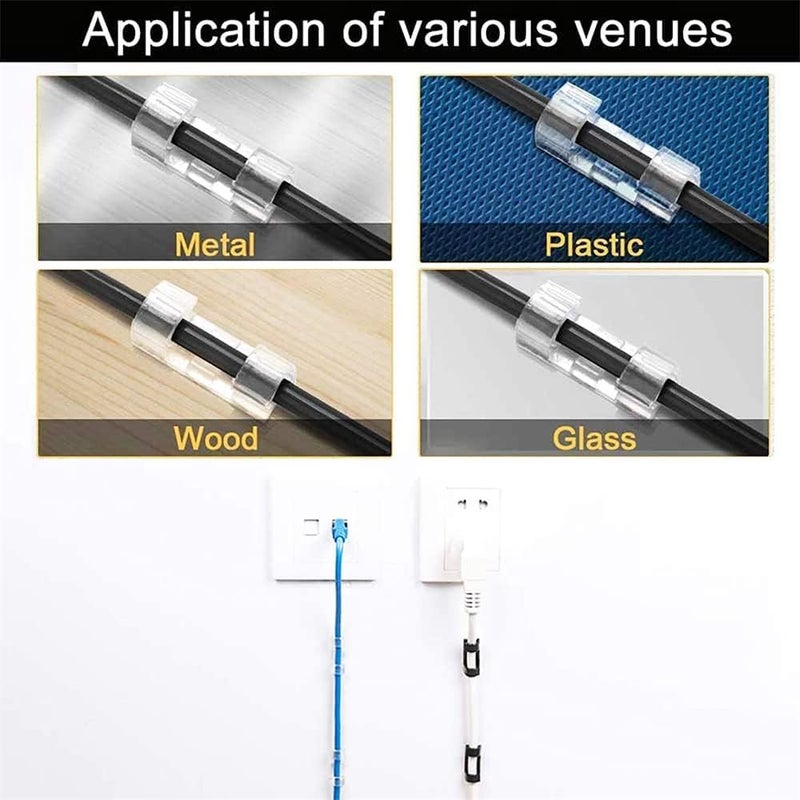 Evozena Wire Organizer Cable Management Clip Cord Hook with Foam Strong SelfAdhesive HolderHooks Adjustable Clips for Car Office Home Laptop Computer TV Wall Desk Wire Pack of 40  - Image 4