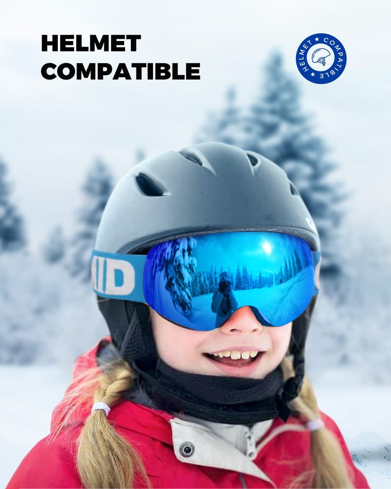 OMID Kids Ski Goggles, Z1 Anti-fog UV Protection Snow Goggles Frameless OTG Snowboard Goggles for Boys Girls Youth - Image 5